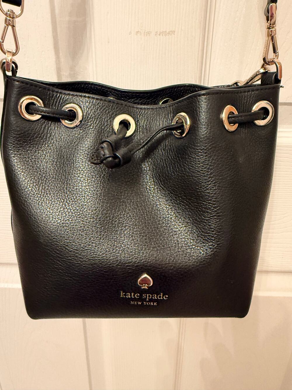 Kate Spade New York Emma Small Bucket Bag. Black Pebbled Leather. NWOT